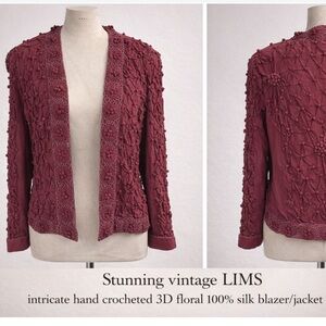 Women's Burgundy Crocheted Sweater